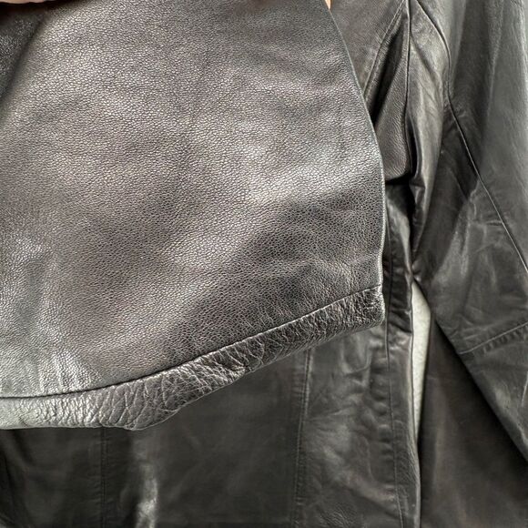 Vintage Leather Jacket Stone Mountain Mod Moto Genuine Leather Minimalist - Picture 9 of 12